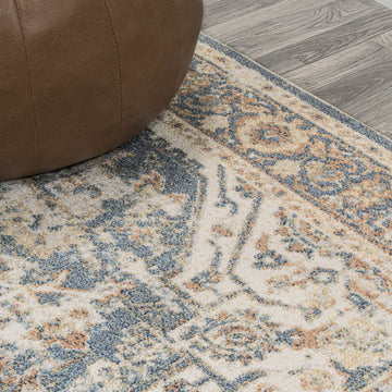 Keesha Bold Distressed Medallion Low-Pile Machine-Washable Area Rug